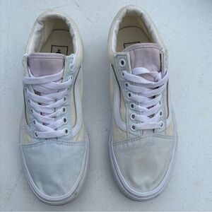 Size 7.0 VANS Old Skool Low Top "Pastel Block" Retro Sk8 whiteBlue Yellow Easter